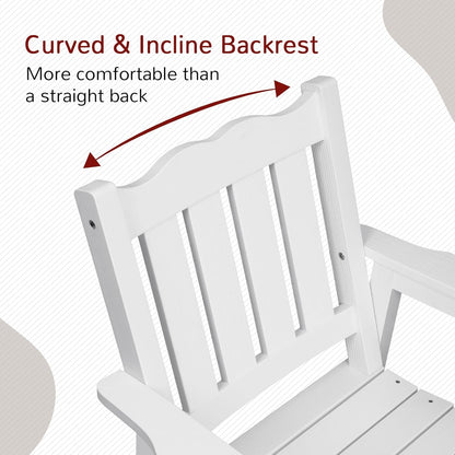 Stoog Oversized Patio Chair, All-Weather Outdoor Chairs with Curved Backrest, 400 lbs Support Patio Dining Chair, for Backyard, Garden, Porch, Deck and Balcony, White