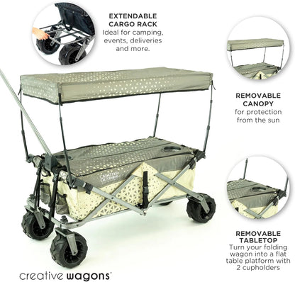 Creative Outdoor All-Terrain Deluxe Wagon | 360 Swivel All Terrain Wheels | Great for Beach, Park, Garden & Tailgate | Multiple Color Options