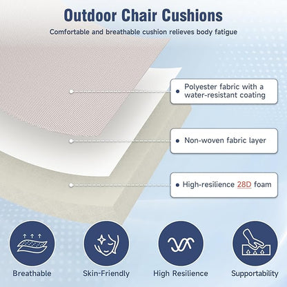 Outdoor Chair Cushions 23" x 24" x 4", Patio Deep Seat Replacement Cushions Set with Zippered Removable Cover, Weather-Resistant Olefin Fabric for Garden Chair Sofa Couch, Beige
