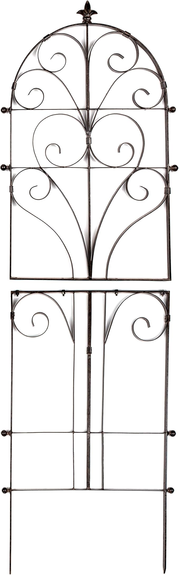 H Potter Garden Trellis for Climbing Plants Iron Metal Outdoor Scroll Wall Decor or Flowers Roses Vine Ivy Clematis GAR214 Large