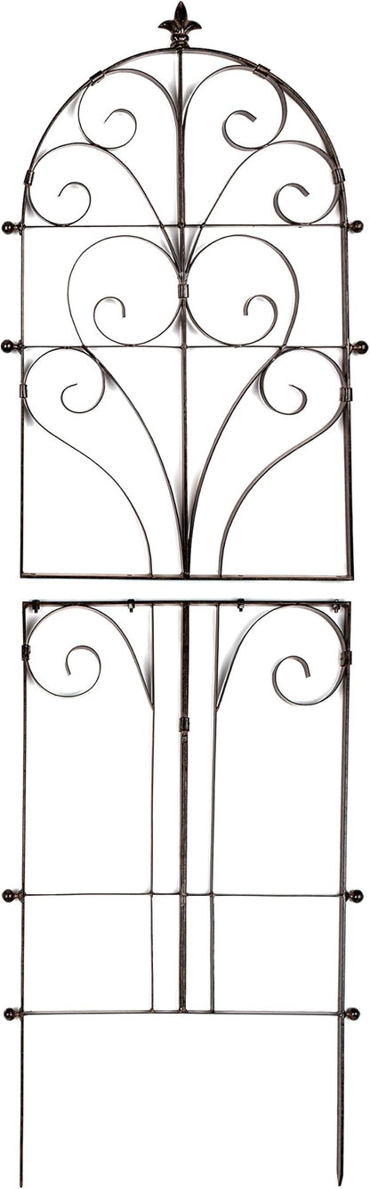 H Potter Garden Trellis for Climbing Plants Iron Metal Outdoor Scroll Wall Decor or Flowers Roses Vine Ivy Clematis GAR214 Large