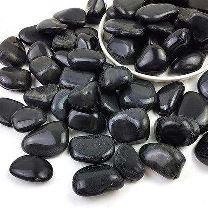 1-2.2 Inch Natural River Rocks,10LB Black Polished Pebbles for Garden Landscaping. Fish Tank Decorative River Rocks, Vase Filling Pebbles, Outdoor Decorative River Rocks