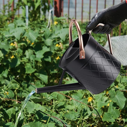 1.75 Gallon Outdoor Metal Watering Can for Garden Plants, Vintage Zinc Watering Can with Removable Spray Spout, Ideal for Outdoor Use (Black)