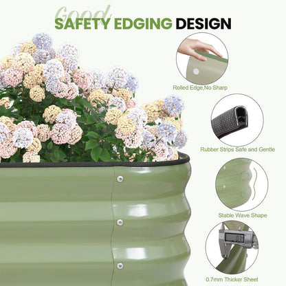 G GOOD GAIN Raised Garden Bed Kit | 2Pcs 4-in-1 Adjustable Galvanized Metal Planter Boxes for Outdoor Vegetables, Flowers Herb | Multiple Sizes (5x3x1ft, 4x4x1ft, 6x2x1ft, 7x1x1ft), Green