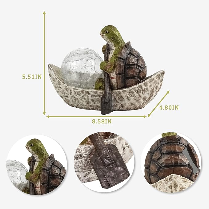 Garden Statue of Turtle,Garden Decor Tortoise Figurine,Turtle Outdoor Statue,Solar Tortoise Decor for Patio,Balcony,Yard,Lawn Ornament,Perfect Gardens Gift