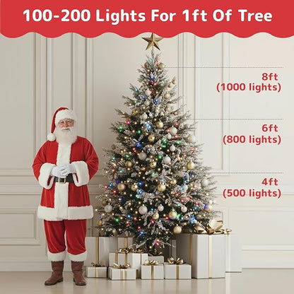 PREXTEX 200 Ct. Multi-Color Christmas Tree Lights with White Wire - 40 Ft Holiday String Lights for Indoor and Outdoor Use - Multicolor Twinkle Christmas Tree Decoration with End-to-End Connectors