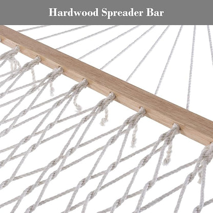 SUNCREAT Portable Double Rope Hammock with Pad, Two Person Tree Hammock for Garden, Backyard, Patio, Poolside, Gray Green