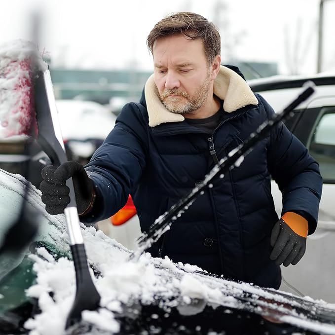 Kebada T2 Waterproof Winter Work Gloves for Men and Women - Thermal Insulated Freezer Gloves for Working in Freezer for Cold Weather, 100% Latex Coating, Wrist Closure, 1 Pair, Orange, Small