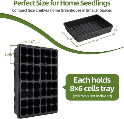 SOLIGT Extra Thick Heavy Duty 10 Pack Seed Starting Trays - Microgreens Growing Trays Seedling Plant Germination Starter Tray Transplant Fodder Flats, No Holes, No Leakage, Reusable, 14 * 10.8 * 2.3"