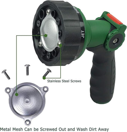 Garden Hose Nozzle Thumb Control Heavy Duty Metal Water Nozzle with Adjustable Watering Patterns High Pressure Hose Nozzle Sprayer, Pefect for Car Washing and Pets Showering