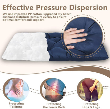 47.3 in Waterproof Indoor/Outdoor Garden Bench Seat Cushions，Thicken Patio Bench Soft Rocking Chairs Pad Lounger Seat for Wicker Loveseat Settee（47.3 X 19.6 in，Navy）