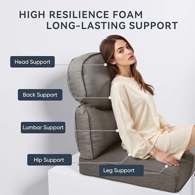 Patio Chair Cushions 5 Packs - Outside 22x24 High Back Water-Resistant Cushion with Zipper Cover for Outdoor Glider Rocking Chairs Loveseat 3-seat Couch Sofa – Grey/Crescent