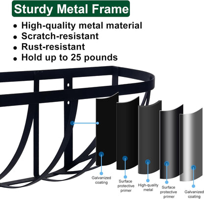 DUNCHATY Railing Planter Window Box - 2 Pack 24" Horse Trough Planter with Coco Fiber Liner - Deck Balcony Rail Planter for Porch Fence Patio Outdoor