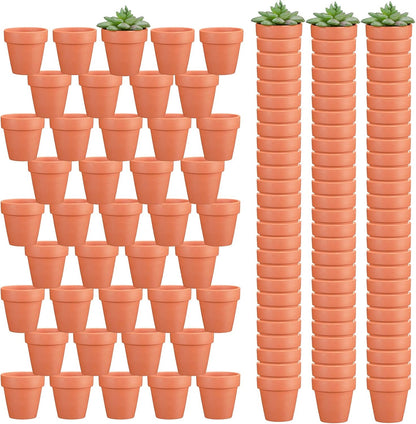 Hoolerry 120 Pcs 3 Inch Terracotta Pots Mini Clay Flower Pots with Drainage Hole, Succulent Planters for Indoor Outdoor Plants DIY Crafts Home Garden