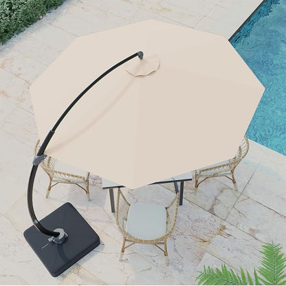 Outdoor Patio Umbrella with Sand Bag Included, 11 FT Deluxe Curvy Cantilever Umbrella Offset Hanging Umbrella with 360° Rotation for Market, Pool, Garden, Backyard, Deck