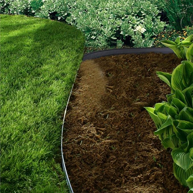 Landscape Edging 20ft Length No Digging Garden Edging Kit Include 18 Spikes, Premium Yard Edging Fence with One Spike per Feet, Black