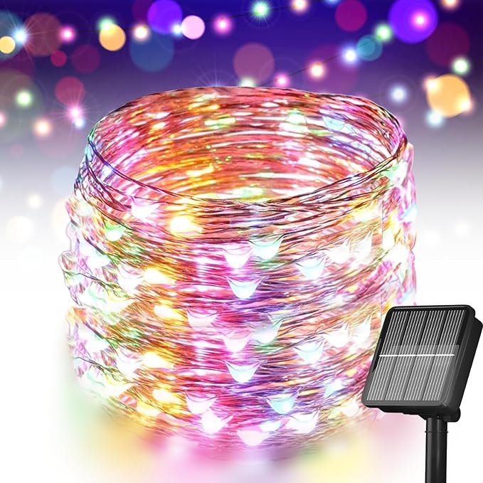 Solar String Lights for Outside, 72Ft 200 LED Solar Fairy Lights with 8 Modes, Solar Powered Fairy Lights Waterproof for Christmas Tree Garden Party Wedding Decor.（(Multi-Colored)