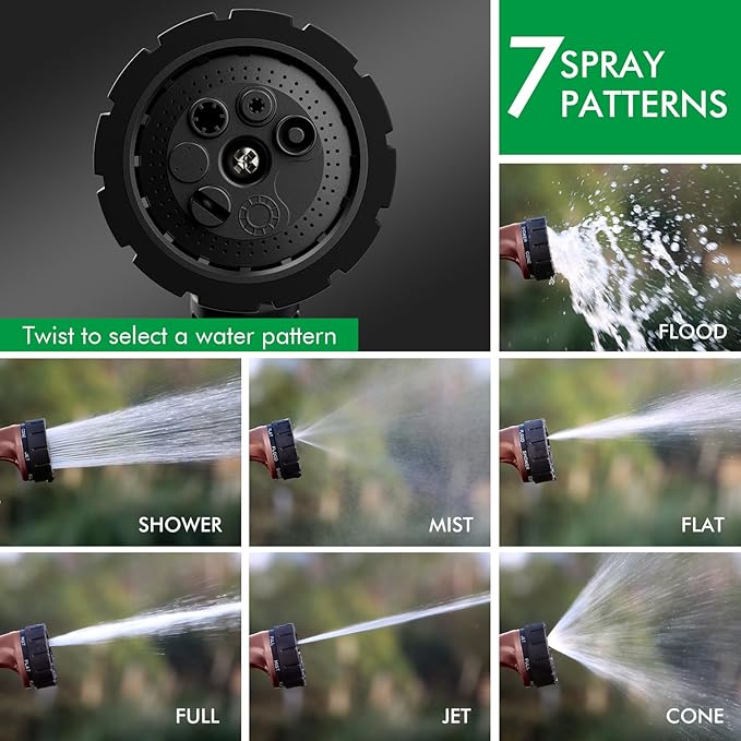 RESTMO Heavy Duty Hose Nozzle, Metal Garden Water Hose Sprayer with 7 Watering Patterns, Thumb Control, On Off Valve, High Pressure Nozzle Sprayer for Watering Plants, Car and Pet Washing