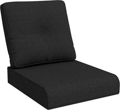 Joyside Outdoor Chair Cushions Set, 22x25/22x24 Inch Patio Furniture Deep Seat Cushions, Water Resistant & Thick Cushion, Outdoor Replacement Cushions for Seat and Sofa (Black, 1 Set)
