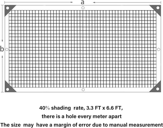 winemana 40% Black Shade Cloth, 3.3 x 6.6 FT Durable Mesh Tarp with Grommets, Resistant Garden Sun Shade Netting, Shading Antifreezing for Pergola, Greenhouse, Plants Growing, Chicken Coop
