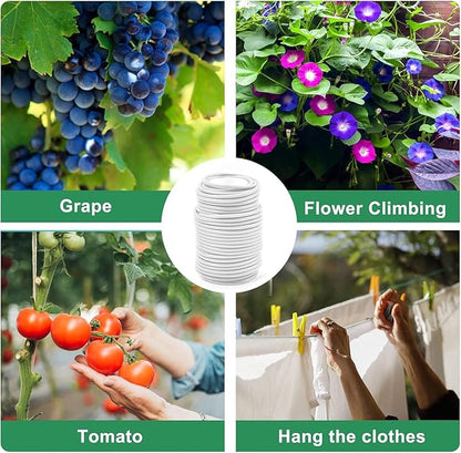 Decoroca Soft Plant Ties for Support - 65.6' Reusable Waterproof Plant Wire, Garden Twist, Office Organization and Decoration Binding（2pcs/White）
