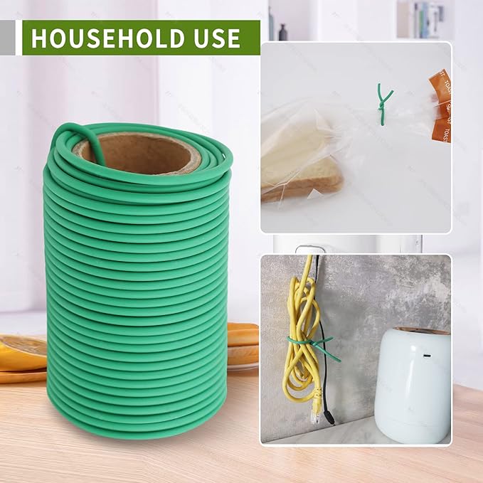 Garden Flexible Wire Tie, Soft Twist Plant Ties Support Plant Vines for Supporting and Fixing Garden Planting Branches Vines & Stems ，Organize Data Wire and Office Organization 65.6’ ( 3.5MM) (green)
