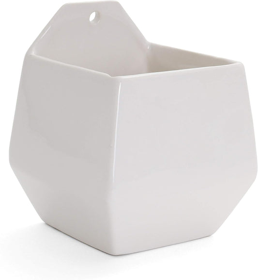 Milltown Merchants Succulent Wall Planters - Wall Vases - White Ceramic Wall Mounted Planters - Succulent Plant Pots - Hanging Vases for Living Wall (1 Pack/Contemporary/White)