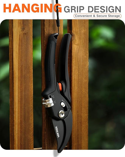 8.5" Pruning Shears for Gardening, 【Unique Stepless Handle Opening】Professional Bypass Garden Clipper for All Hands, SK5 Steel Blades, Heavy Duty Ergonomic Plant Pruners for Branch