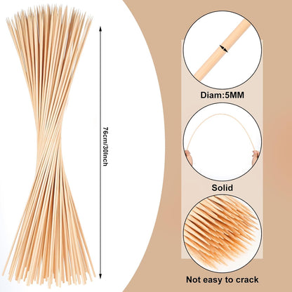 70PCS Marshmallow Roasting Sticks,30 Inch Marshmallow Sticks for Fire Pit 5mm Thick Bamboo Skewers for Smores Roaster Barbecue Campfire,Weddings and Plant Stakes