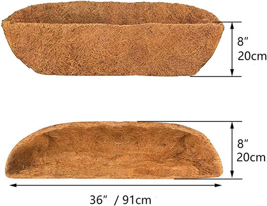 2pcs Trough Coco Liner 36 inch Wall Planter Replaceable Coco Liner for Window Box, Fence Flower Baskets