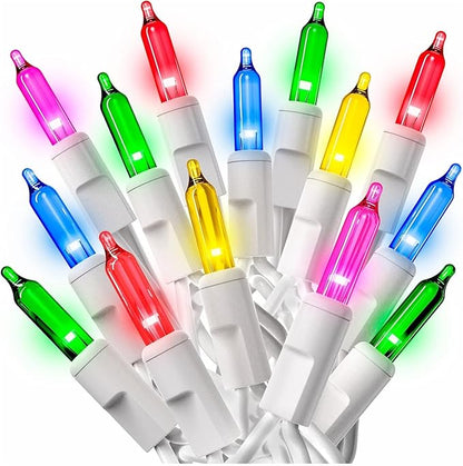 PREXTEX 200 Ct. Multi-Color Christmas Tree Lights with White Wire - 40 Ft Holiday String Lights for Indoor and Outdoor Use - Multicolor Twinkle Christmas Tree Decoration with End-to-End Connectors