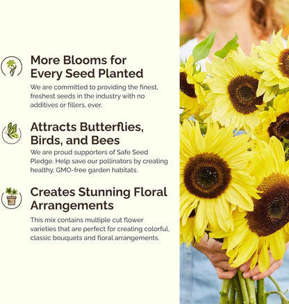 Eden Brothers Ole Yeller Wildflower Mixed Seeds for Planting, 5 lb, 2,400,000+ Seeds with African Marigold, Sunflower | Attracts Pollinators, Plant in Spring or Fall, Zones 3, 4, 5, 6, 7, 8, 9, 10