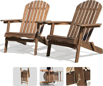 IDZO Outdoor Adirondack Chair Set of 2, Pre-Assembled Backrest, Furniture Set, Outdoor Furniture for Garden, Porch, Deck, Firepit