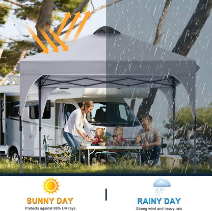 COOSHADE Pop Up Canopy Tent, 8x8 Easy Setup Instant Canopy Sun Shelter Beach Tent, Portable Sports, Grey