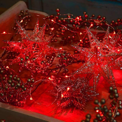 2 Pack Solar Powered Fairy String Lights Outdoor Waterproof 8 Modes Twinkle Christmas Decorations Lights, Each 33ft-100LED, 40ft-120LED, 66ft-200LED, 80ft-240LED, (Red, 66)