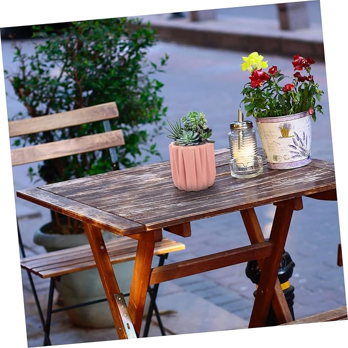 Modern Geometric Ceramic Planter Pot Minimalist Desktop Flower Container for Bonsai and Indoor Tabletop Decoration Large Pink Artistic Plant Holder for Home and Office