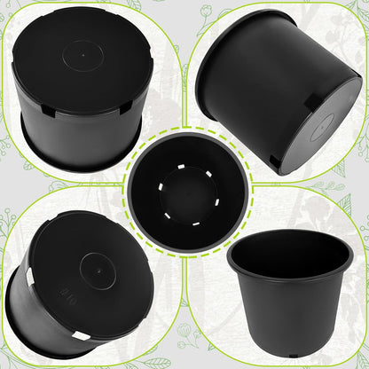 10 Gallon Nursery Pots Plastic Container Injection Molded Pot for Plants Flexible with Drainage Holes Suitable for Plants Soil Growers or Hydroponics Black 10 Pcs