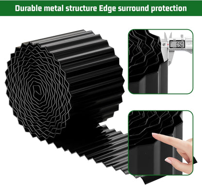 SnugNiture Corrugated Metal Garden Edging,4" x 10' Sturdy Lawn Edging Border,Landscape Edging Border for Lawn, Flower Bed,Garden and Yard(Black)