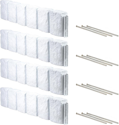 Beuta Landscape Edging | Garden Edging Border | Faux Stone Block XL for Lawn Edging, Flower Beds & Yard Edging – 4 Pack | Each Section Has 6 Blocks 48" L x 4" W x 9.5" H | 12 Spikes | Limewash