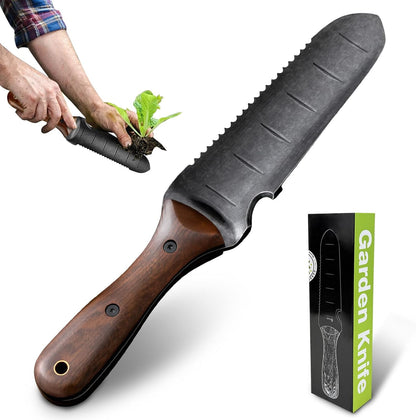 Gracfulcub Garden Knife for Weeding, Garden Tools with Sheath, Full-Tang Wood Handle, 7" Stainless Steel Blade with Cutting Edge
