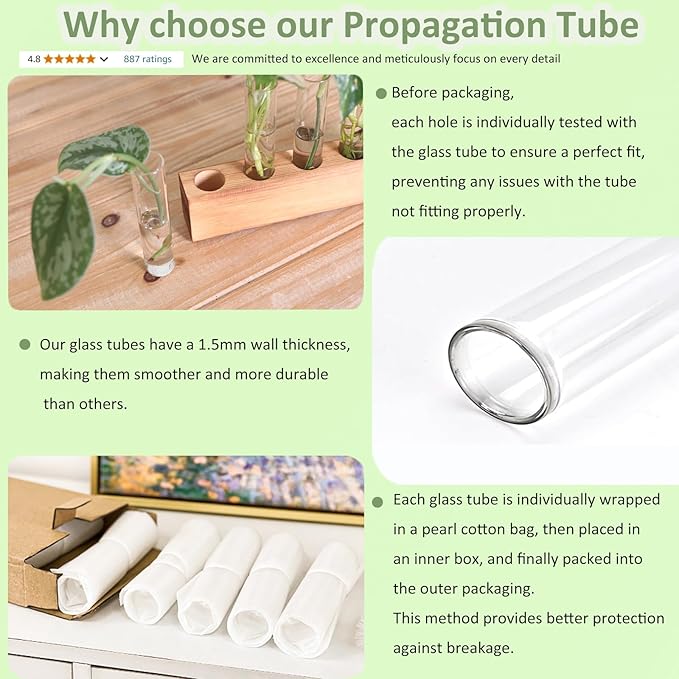 KAXYEW Plant Propagation Station, Plants Propagation Tubes, Gifts for Plant Lovers, Plants Cutting Holder Test Tube Vase Office Desk Garden Décor Gift for Her Mom Women Hydroponic Vase New Gift Box