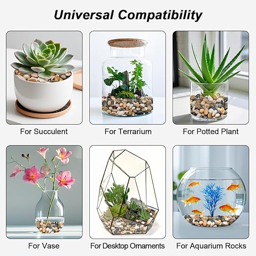 Succulent Rocks,Virekm River Rocks, Decorative Ornamental Pebbles Garden Landscaping Stones Gravel Filler for Home Decoration Flower Bed Fish Tank Plants Vases Succulents
