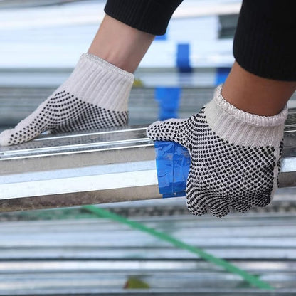 Evridwear Cotton Polyester String Knit Shell Safety Protection Work Gloves for Painter Mechanic Industrial Warehouse Gardening Construction Men & Women 12 Pairs, With Two Side dots, L Size