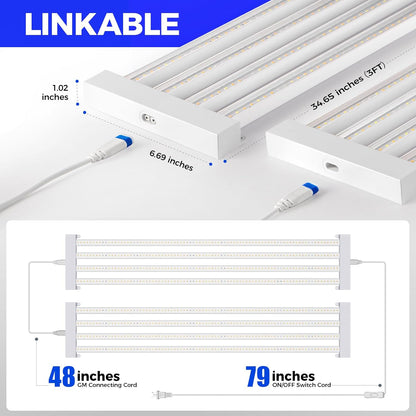 Barrina TX-L63 3FT Grow Lights for Indoor Plant, 252W (4 x 63W), 4 LED Panels Wider Coverage, Full Spectrum, High PPFD, Mechanical Timer, Linkable, Hanging Plant Light for Indoor, Seeding, 4 Packs