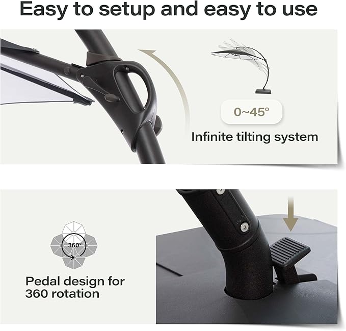 LAUSAINT HOME Outdoor Patio Umbrella with Base, 11 FT Deluxe Curvy Cantilever Umbrella Heavy Duty Offset Hanging Umbrella with 360° Rotation for Market, Pool, Garden, Backyard(Gradient Green)