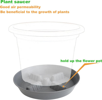 4 Pack Plant Saucer 8 inch, 10 12 14 17 inch, Plant Stand Plastic Plant Saucers for Indoors Outdoor, Heavy Duty Flower Planter Drip Trays for Pots, Pot Saucers for Plants, Grow Bags Saucers