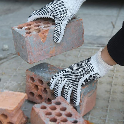 Evridwear Cotton Polyester String Knit Shell Safety Protection Work Gloves for Painter Mechanic Industrial Warehouse Gardening Construction Men & Women 12 Pairs, With Two Side dots, L Size