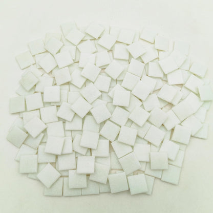 3/4 inch Quartz Glass Mosaic Tiles for Crafts, 1.1 LB, Square Mosaic Pieces for DIY Picture, Home Mosaic Decoration (White)