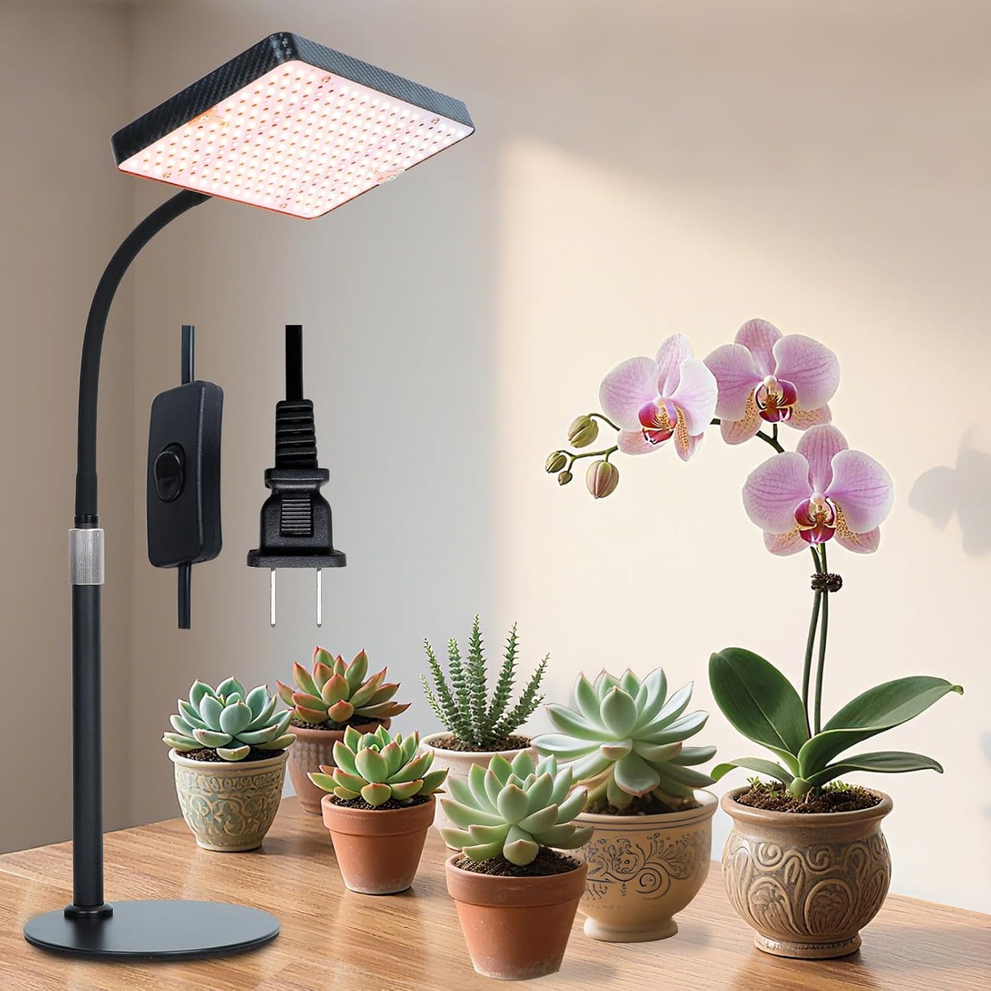 25 Watt Power Table Top Grow Lights for Indoor Plants, Seed Starting, Bonsai, 2500 Lumen Enough Bright Like A Small Sun for Your Jungle, Daisy Chain Function, 16"-24" Height Adjustable, Plug-and-Play