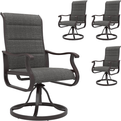 Amopatio Padded Patio Swivel Chairs Set of 4, Outdoor Dining Chairs with Ultra Soft Textilene High Back Seat & Metal Rocker Frame, for Backyard Deck Garden (Dark Gray)